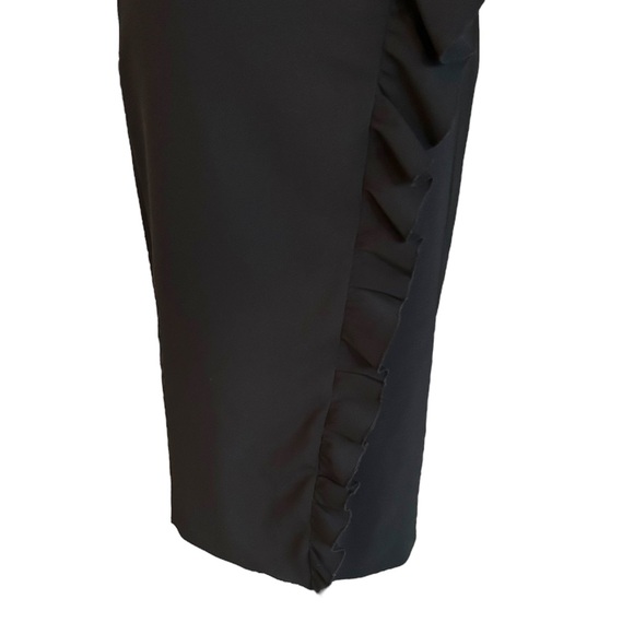 ZARA Black Ruffle Stretch Midi Pencil Skirt - S - Picture 4 of 12